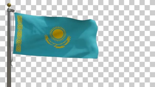Waving Flag of Kazakhstan on Alpha Channel