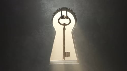 A key is hanging inside the huge-scale lock hole. The only way to enter. 4kHD