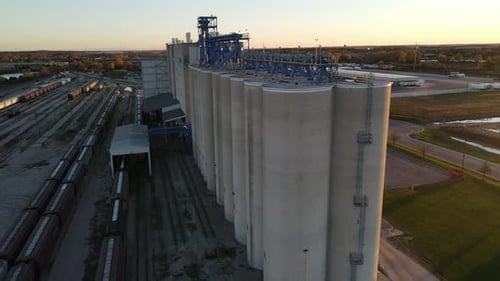 aerial view of grain silos in Kenosha Wisconsin