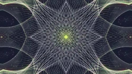 Abstract Glowing Geometric Kaleidoscope Lines Background Loop