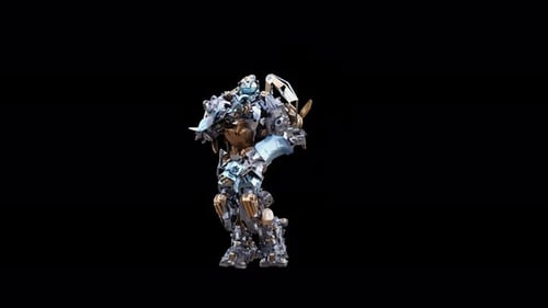 Animated 3D Futuristic Robot Character Performing Dynamic Actions