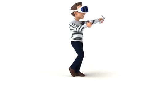3D Cartoon Character Walking in Virtual Reality