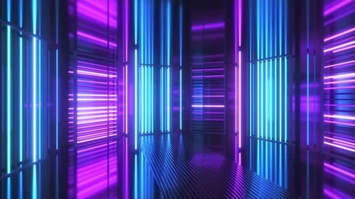 Abstract Neon Lights Tunnel Loop Background