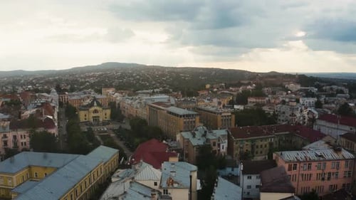 Beautiful Aerial View of the Chernivtsi City From Above Western Ukraine