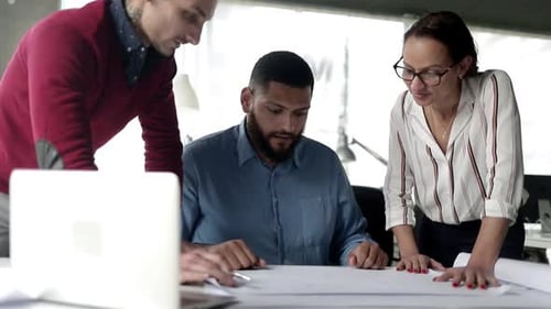 Colleagues Collaborating on Project in Modern Office