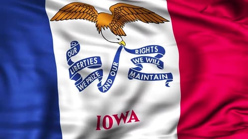 Iowa State Flag Waving with Realistic Fabric Motion