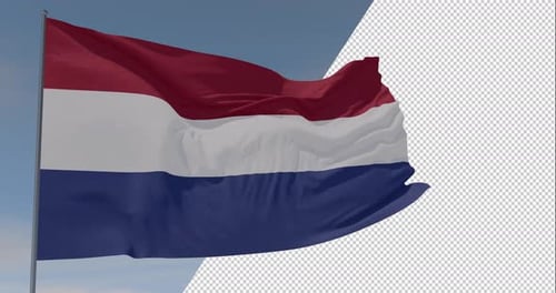 Realistic Waving Netherlands Flag Animation with Alpha Channel