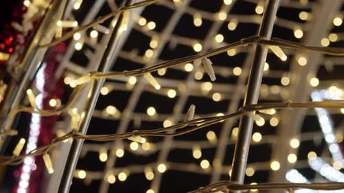 Twinkling Christmas Lights on Festive Metal Archway