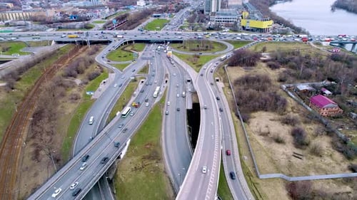 Aerial View of a Freeway Intersection