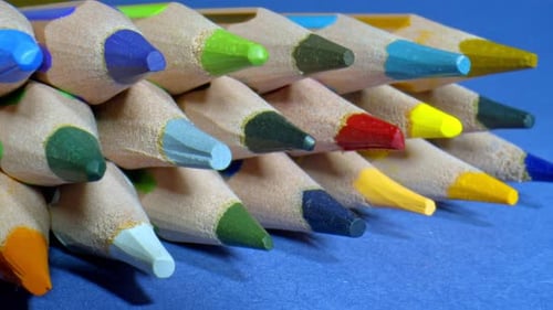 Close Up of Multicolored Sharpened Coloring Pencils