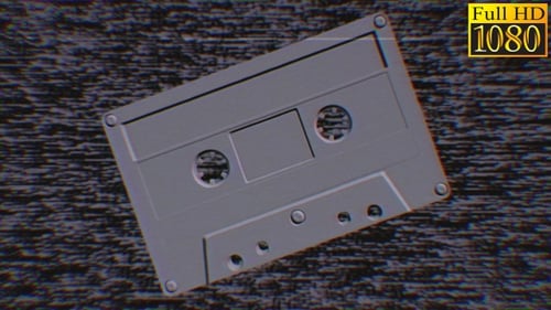 Retro 3D Cassette Tape Glitch Loop Animation