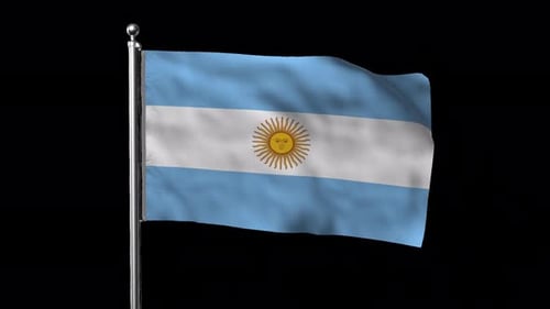 Argentine Flag Waving Seamless Loop on Pole