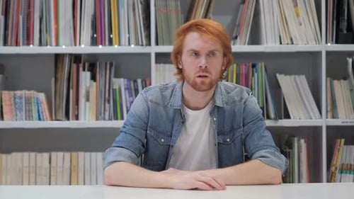 Silent Silence Gesture By Man with Red Hairs