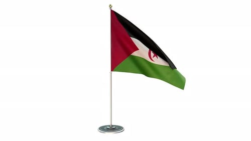 Realistic 3D Western Sahara Flag Waving Loop