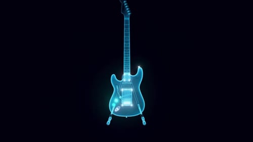 Electric Guitar Hologram Rotating 4k