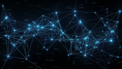 Abstract Flashing Connected Digital Data Nodes and Connection Paths on Any Type of Network