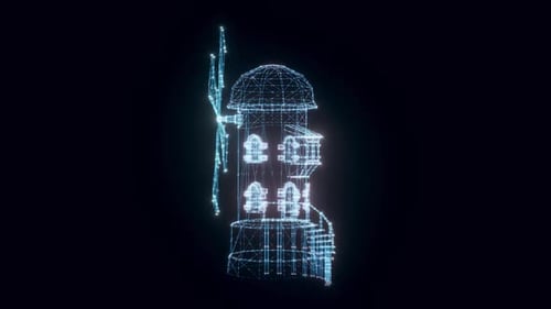 Old Windmill Hologram Rotating 4k