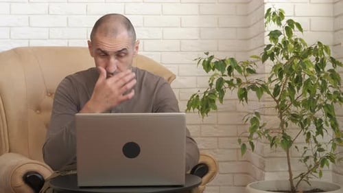Man Make Eyes Relaxation at Home