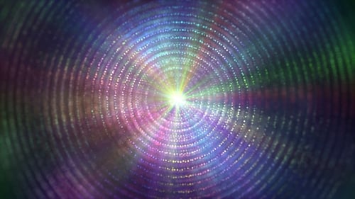 Dynamic Concentric Particle Rings with Radiant Color Spectrum Light