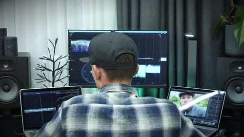 Young Adult Video Editor Working From Home