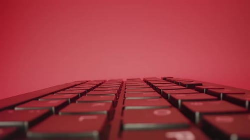 Close-Up Keyboard with Red Background