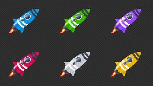 Colorful 3D Animated Rocket Flying with Fire Trail