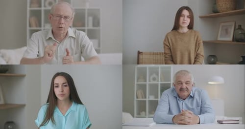 Four People Meeting via Video Call