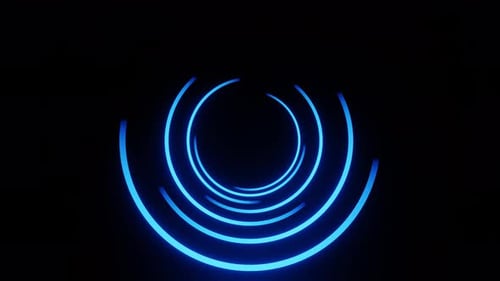 Rotierende blaue Neon-Kreise Laden von Animationshintergrund 3D