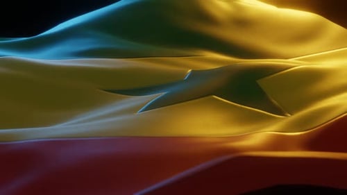 Realistic Waving Ghana Flag With Dynamic Lighting