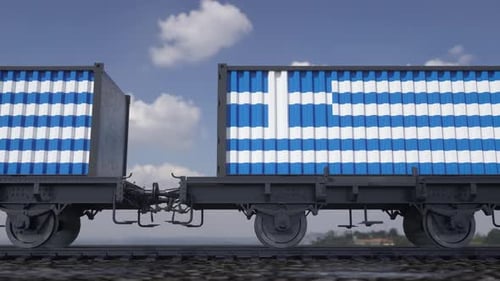 Containers with the Flag of Greece