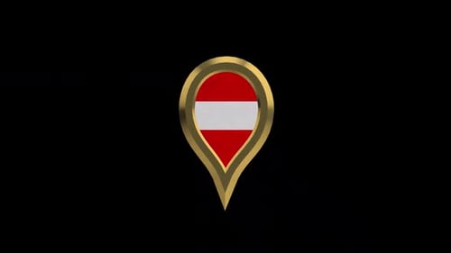 3D Spinning Golden Map Pin with Austria Flag