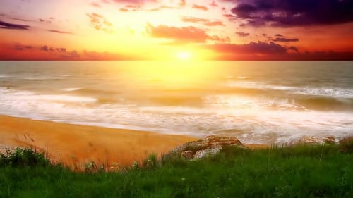 sunset in the bay of the sea