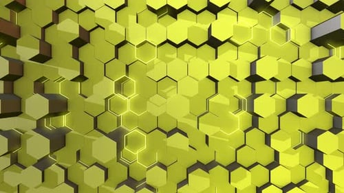 Dynamic Abstract Hexagon Grid Background Loop with Neon Glow