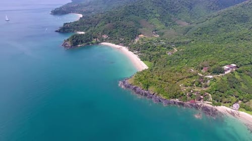 Aerial Video of Beach, Corals and Sea on Island