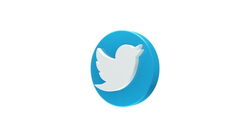 3D Twitter Logo Rotation Animation Loop