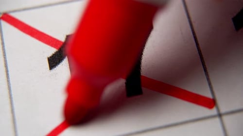 17-е число календаря перечеркнуто красным крестом в макросе на белом листе