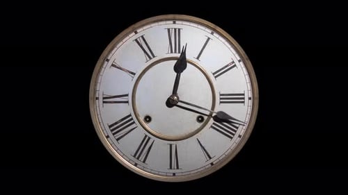 Antique Clock with Roman Numerals Time Passing