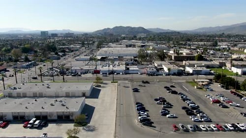 Aerial View To Industrial Zone and Company Storage Warehouse in RIverside