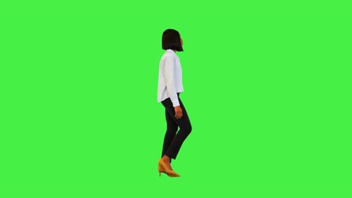 Woman in Heels Walking on Green Screen