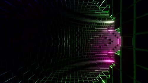Circle Tunnel With Colored Cubes Vj Loop 4K