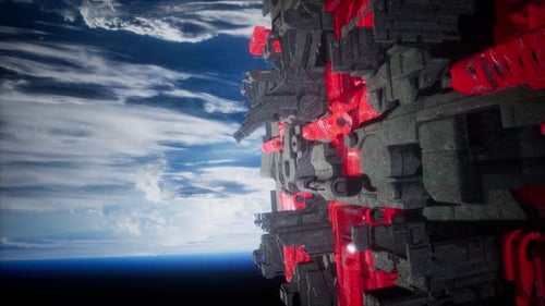 Spaceship with View on Space and Planet Earth