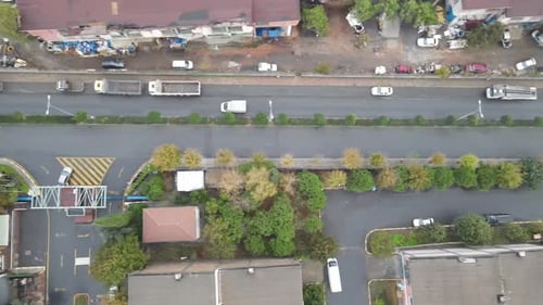 Industrial Factory Road Aerial Drone