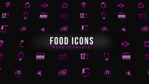 Animated Neon Food Icons Pack