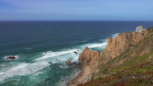 Sea Waves and Rocks in Portugal