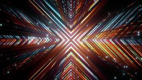 Vibrant Abstract Light Tunnel With Dynamic Glowing Lines And Particles