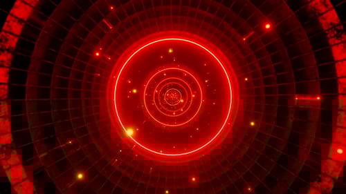 Seamless Loop Motion Graphics Of Flying Into Circle Red Rotation Tunnel
