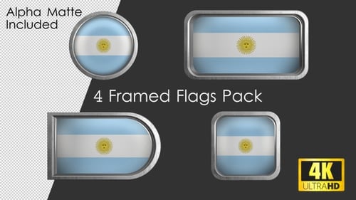 Animated Argentina Flag Metallic Frames Pack