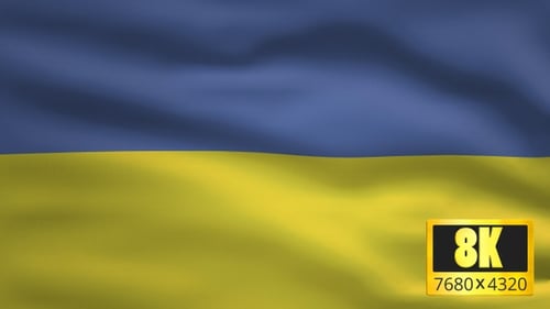 Waving Flag of Ukraine Blue and Yellow Background