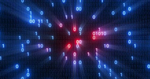 Hacking digital binary code matrix 01 background loop.