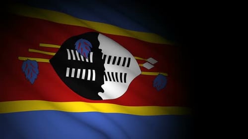 Eswatini National Flag Waving Loop with Fade to Black